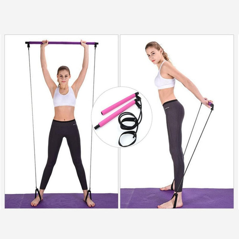 Portable  Pilates / Yoga  Bar with Resistance Band