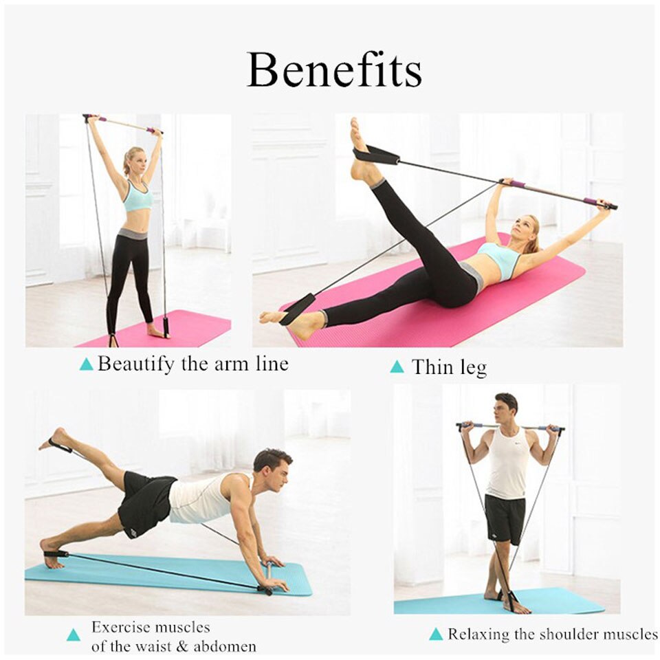 Portable  Pilates / Yoga  Bar with Resistance Band