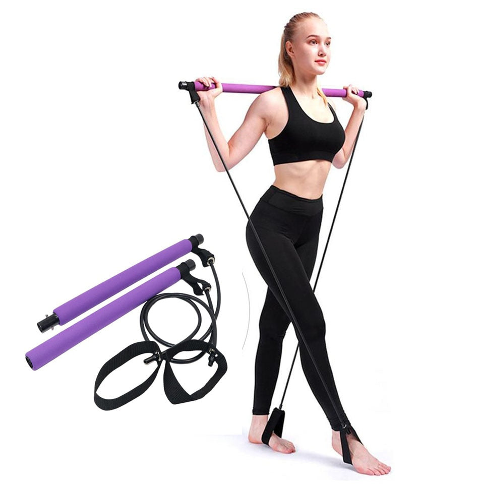 Portable  Pilates / Yoga  Bar with Resistance Band