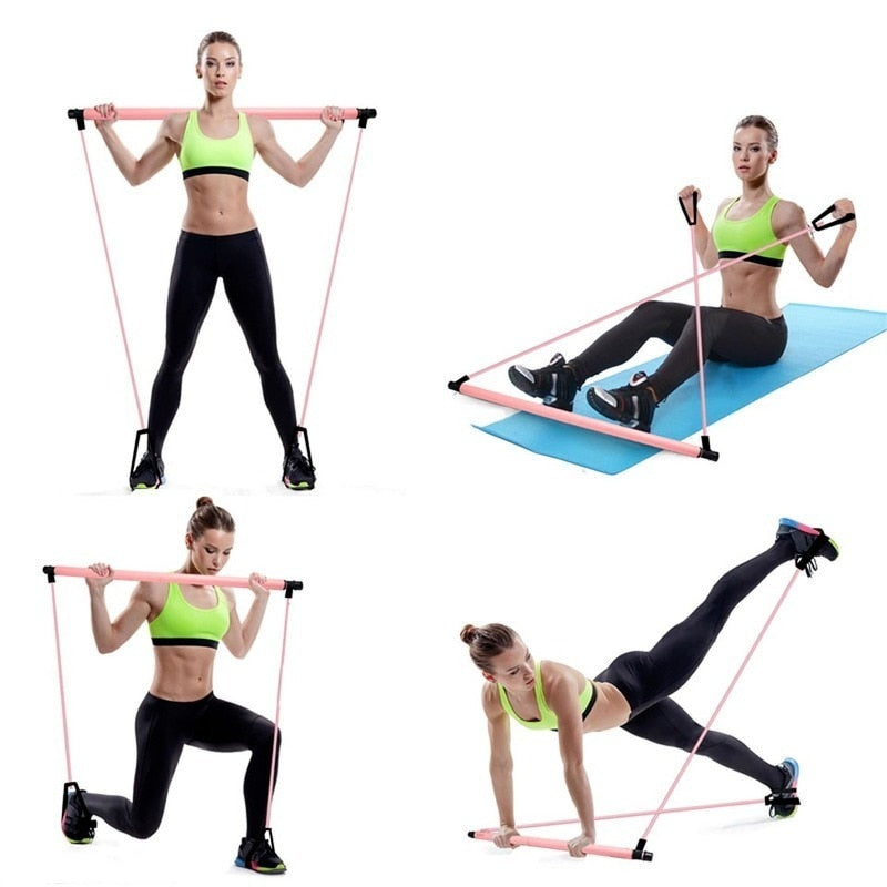 Portable  Pilates / Yoga  Bar with Resistance Band